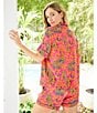 Printfresh Bagheera Satin Thermoregulating Short Sleeve Notch Collar Shorty Pajama Set, Color:Fuchsia - Image 5