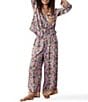 Printfresh Bee Tapestry Print Long Sleeve Notch Collar Eco Satin Long Pajama Set - Image 1