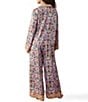 Printfresh Bee Tapestry Print Long Sleeve Notch Collar Eco Satin Long Pajama Set - Image 2