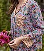 Printfresh Bee Tapestry Print Long Sleeve Notch Collar Eco Satin Long Pajama Set - Image 5