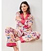 Printfresh Berry Bliss Long Sleeve Notch Collar Long Flannel Pajama Set, Color:Berry Bliss - Image 3