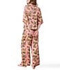 Printfresh Butterfly Forager Woven Sateen Thermoregulating 3/4 Sleeve Notch Collar Long Coordinating Pajama Set - Image 2