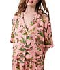 Printfresh Butterfly Forager Woven Sateen Thermoregulating 3/4 Sleeve Notch Collar Long Coordinating Pajama Set - Image 3