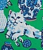 Color:Green Juice - Image 3 - Fancy Cats Short Sleeve Notch Collar Woven Shorty Pajama Set