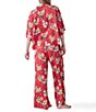 Printfresh Holiday Hens Print 3/4 Sleeve Notch Collar Eco Satin Long Pajama Set - Image 2