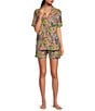 Printfresh Kitchen Garden Organic Cotton Short Sleeve Notch Collar Woven Shorty Pajama Set, Color:Rose - Image 1