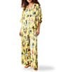 Printfresh Mischievous Cats Woven Sateen Thermoregulating Short Sleeve Notch Collar Long Coordinating Pajama Set - Image 1