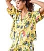 Printfresh Mischievous Cats Woven Sateen Thermoregulating Short Sleeve Notch Collar Long Coordinating Pajama Set - Image 3