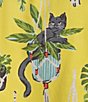 Printfresh Mischievous Cats Woven Sateen Thermoregulating Short Sleeve Notch Collar Long Coordinating Pajama Set - Image 4