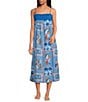 Color:Saltwater Blue - Image 1 - Tidal Tapestry Woven Maxi Nightgown