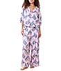 Printfresh Tiger Queen Woven Sateen Thermoregulating Short Sleeve Notch Collar Long Coordinating Pajama Set - Image 1