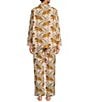 Color:Blush - Image 2 - Woven Bagheera Leopard Print Long Sleeve Notch Collar Pajama Set