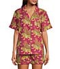 Printfresh Woven Bagheera Leopard Print Short Sleeve Notch Collar Shorty Pajama Set - Image 3