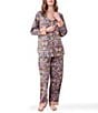 Printfresh Woven Organic Cotton Bee Tapestry Long Sleeve Notch Collar Long Pajama Set - Image 1