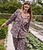 Printfresh Woven Organic Cotton Bee Tapestry Long Sleeve Notch Collar Long Pajama Set - Image 4
