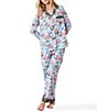 Printfresh Woven Organic Cotton Holiday Hens Print Long Sleeve Notch Collar Long Pajama Set - Image 1