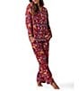 Printfresh Woven Organic Cotton North Pole Print Long Sleeve Notch Collar Long Flannel Pajama Set - Image 1