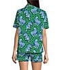 Printfresh Woven Tiger Queen Print Organic Cotton Short Sleeve Notch Collar Shorty Pajama Set, Color:Jade - Image 2