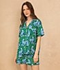 Printfresh Woven Tiger Queen Print Organic Cotton Short Sleeve Notch Collar Shorty Pajama Set, Color:Jade - Image 5