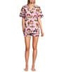Printfresh x Barbie Western Barbie Print Organic Cotton Short Sleeve Notch Collar Woven Shorty Pajama Set, Color:Cowgirl Pink - Image 1