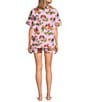 Printfresh x Barbie Western Barbie Print Organic Cotton Short Sleeve Notch Collar Woven Shorty Pajama Set, Color:Cowgirl Pink - Image 2