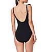 Profile by Gottex Bachelorette Solid Ruffle Tie Front V-Neck Tank One Piece Swimsuit, Color:Black - Image 2