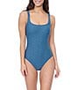 Profile by Gottex Profile By Gottex Blend Texture Scoop Neck Open Back Tummy Control One Piece Swimsuit, Color:Jade - Image 1