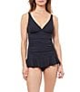 Color:Black - Image 1 - Profile By Gottex Florrence V-Neck Shirred Bodice Underwire One Piece Swimsuit