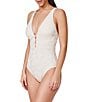 Profile by Gottex Jolene Texture Deep V-Neck Plunge One Piece Swimsuit, Color:Cream - Image 3