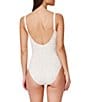 Profile by Gottex Jolene Texture Square Neck Lace Overlay Tank One Piece Swimsuit, Color:Cream - Image 2