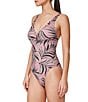 Profile by Gottex La Palma Luxe Shimmer U-Wire Tummy Control Plunge One Piece Swimsuit, Color:Dusk Pink - Image 3