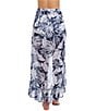 Profile by Gottex Malaya Tropical Leaf Print Ruffle High-Low Wrap Sarong Swim Cover-Up, Color:Navy White - Image 2