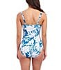 Profile by Gottex Malaya Tropical Leaf Print Sweetheart D-Cup Underwire Tummy Control One Piece Swimsuit, Color:Teal White - Image 2