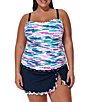 Profile By Gottex Plus Size Multi Canva Underwire Shirred Tankini Swim Top - Image 1