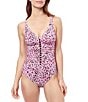 Color:Multi Pink - Image 1 - Pretty Wild Beaded V-Neck Tummy Control One Piece Swimsuit