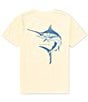 Color:Light Yellow - Image 1 - Big Boys 8-16 Short Sleeve Blue Marlin Graphic T-Shirt