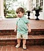 Color:Green - Image 2 - Little Boys 2T-7 Inlet Print Polo