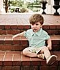 Color:Green - Image 3 - Little Boys 2T-7 Inlet Print Polo