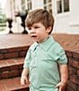 Color:Green - Image 5 - Little Boys 2T-7 Inlet Print Polo