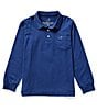 Color:Navy - Image 1 - Little Boys 2T-7 Long Sleeve Harrison Pocket Polo Shirt