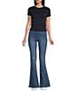 Prosperity Denim Pull-On Frayed Hem Flared Jeans, Color:Dark Wash - Image 3