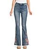 Prosperity Denim Rose Embroidered Flared Jeans, Color:Blue - Image 1