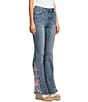 Prosperity Denim Rose Embroidered Flared Jeans, Color:Blue - Image 3
