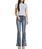 Prosperity Denim Rose Embroidered Flared Jeans, Color:Blue - Image 4