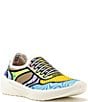 Color:Cosmic - Image 1 - Women's Court Colorblock Print Washable Slip On Sneakers