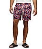 Psycho Bunny Florian Allover Print Swim Trunks, Color:Bittersweet - Image 1