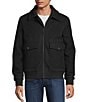 Psycho Bunny Gavin Solid Wool Bomber Jacket, Color:Black - Image 1