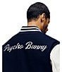 Psycho Bunny Jacob Varsity Leather Bomber Jacket, Color:Navy - Image 4