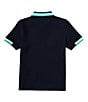 Color:Navy - Image 2 - Little Boys 5-6 Short Sleeve Woodstock Striped Pique Polo Shirt