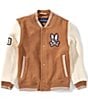 Psycho Bunny Little Boys Long-Sleeve Wade Color Block Jersey/Canvas Bomber Jacket, Color:Toasted Cocoa - Image 1